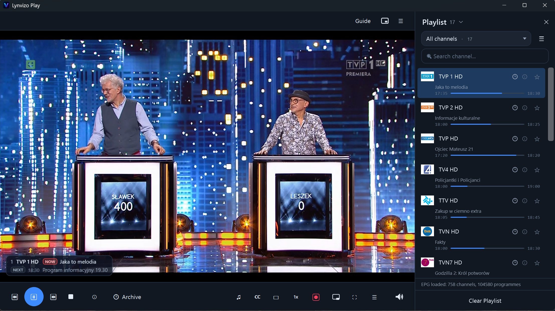 Lynvizo — Now / Next OSD over live video