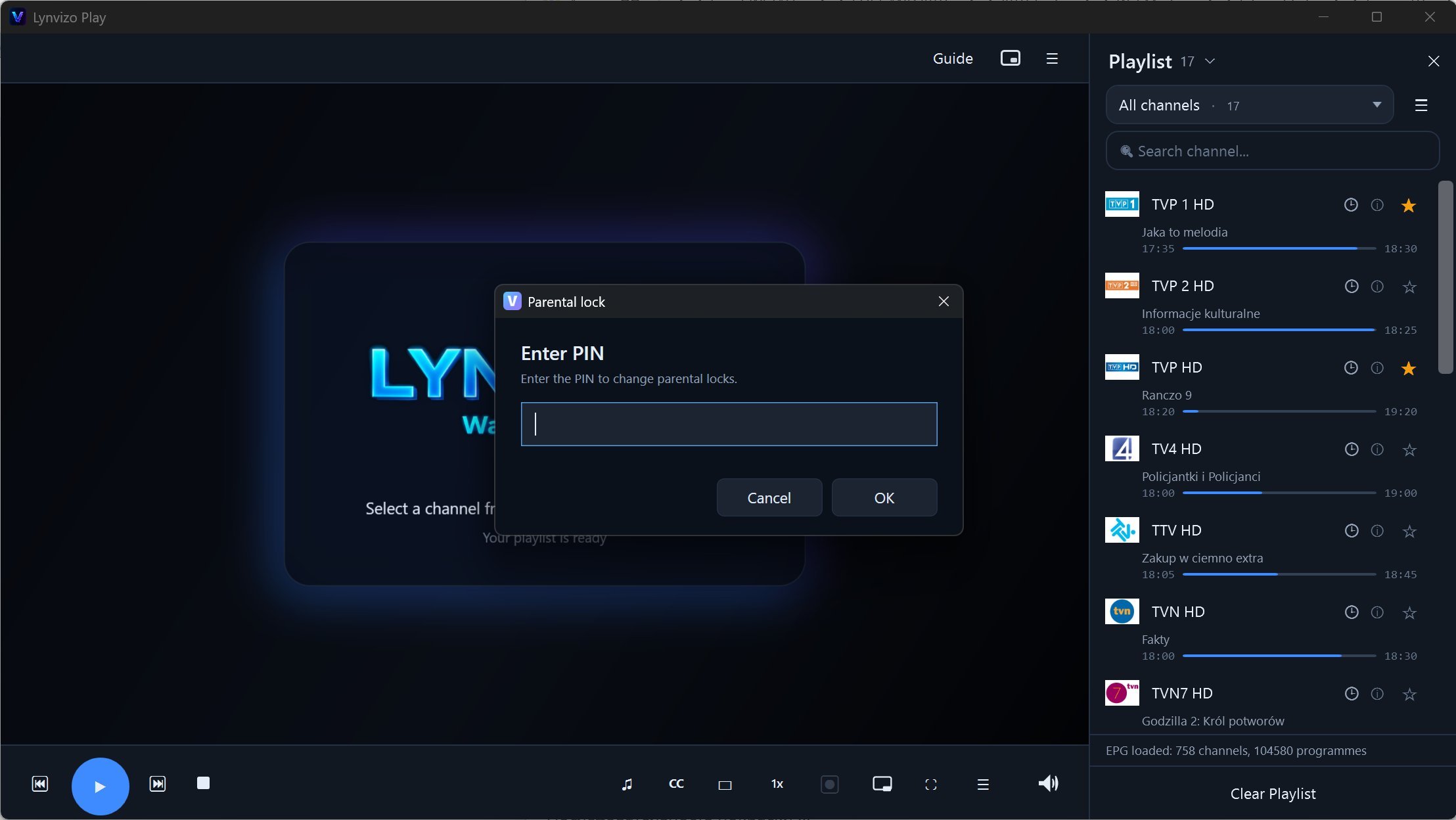 Parental lock — PIN-protected channels